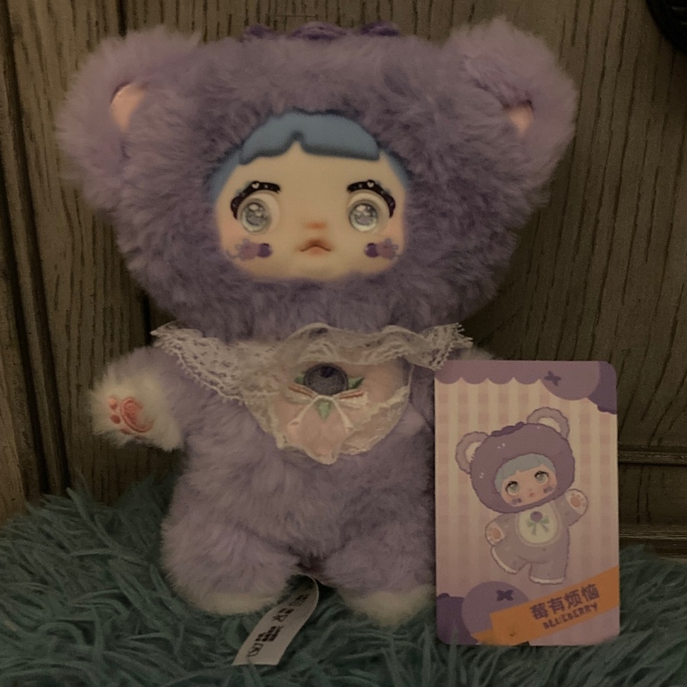 Blueberry Nommi plush Bear Doll with card